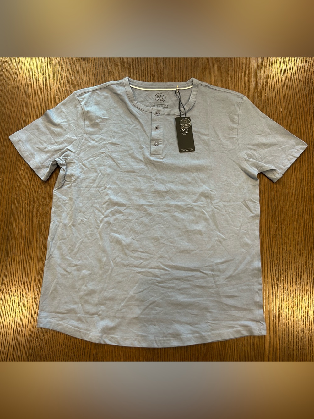 Michael Brandon Light Blue Short-Sleeve Henley Tee. NWT!